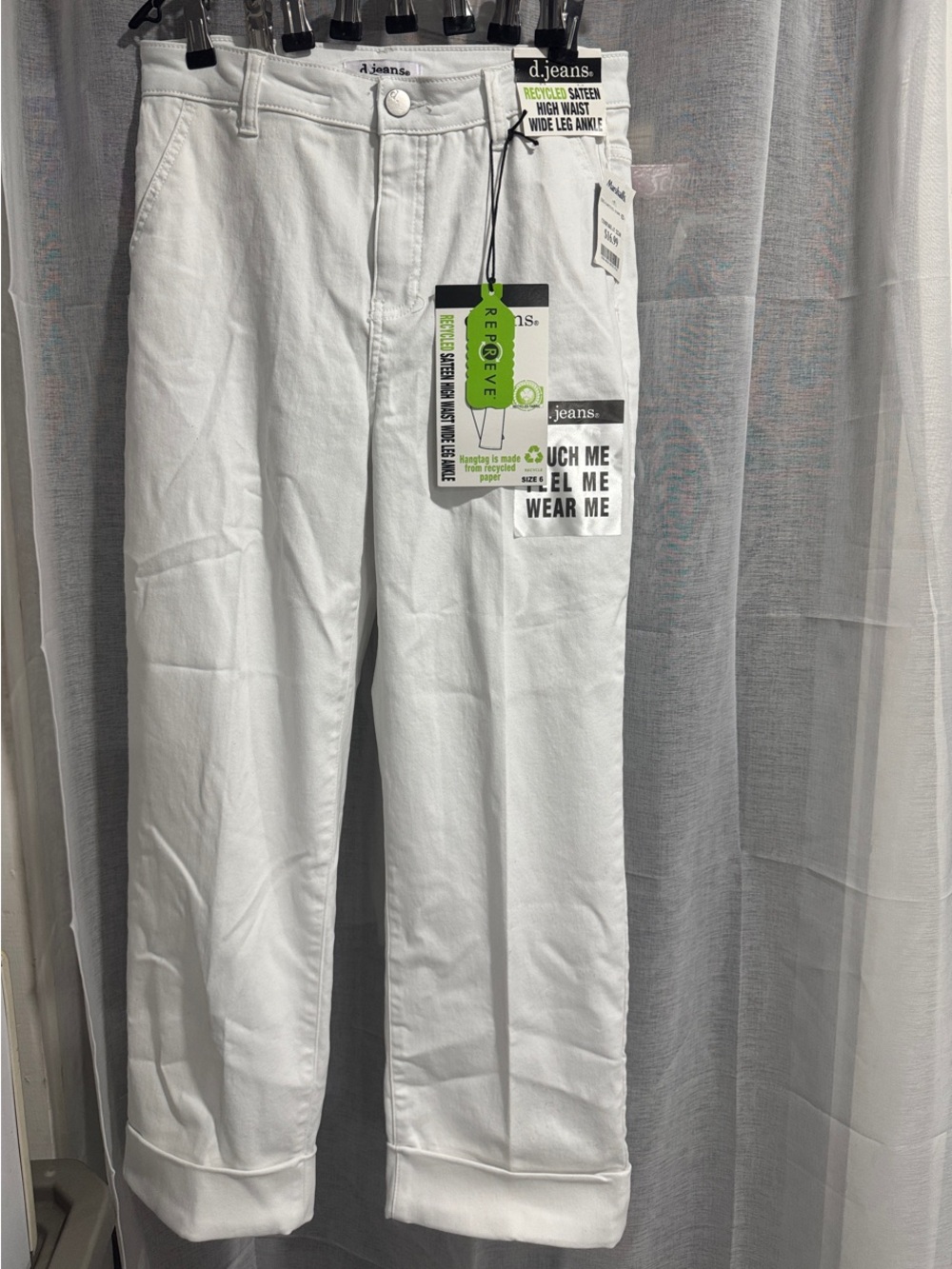 d. jeans White High-Rise Wide Leg Jeans with Cuffed Hem